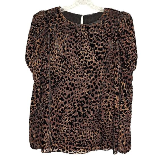 Elie Tahari Noelle Leopard Print Velvet Burnout Blouse, size Medium - Picture 1 of 12